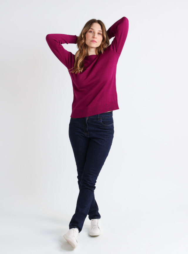 Maison-solfin - Pull épais femme en laine Violet Amethyste – 46