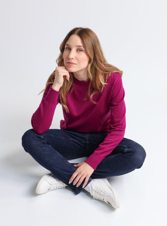 Maison-solfin - Pull épais femme en laine Violet Amethyste – 46
