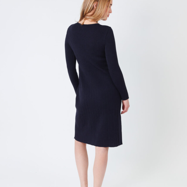 Maison Solfin - Robe femme plissée en laine bleu marine – 50