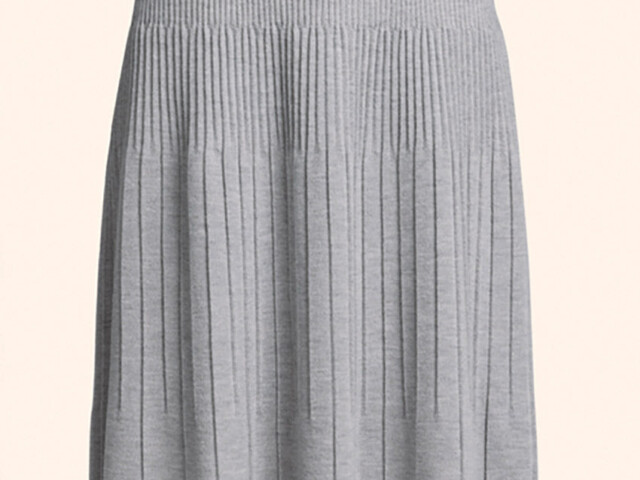 Maison Solfin - Jupe plissée midi en laine gris givré – 3