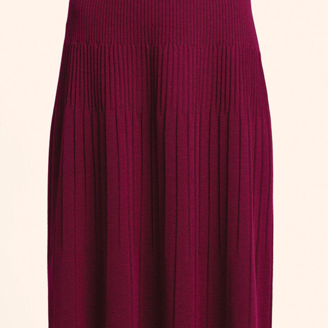 Maison Solfin - Jupe plissée midi en laine rouge bordeaux – 4