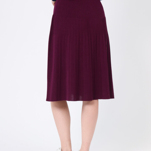 Maison Solfin - Jupe plissée midi en laine violet nuit – 4