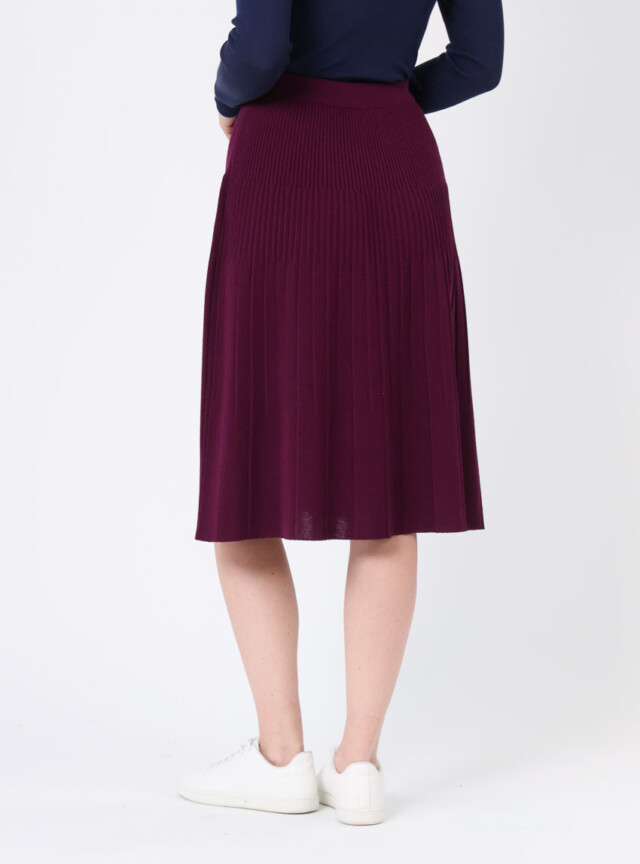 Maison Solfin - Jupe plissée midi en laine violet nuit – 4