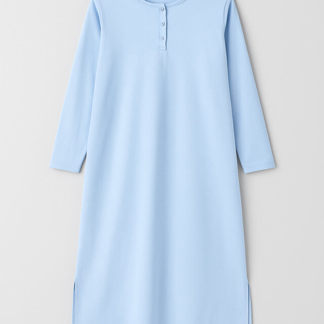 Maison Solfin - Chemise de nuit femme unie coton bleu – 5