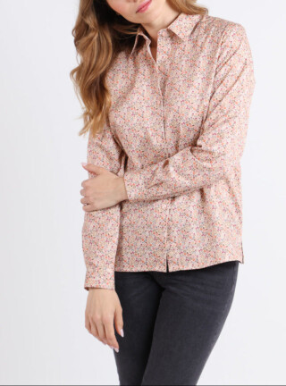 MAISON SOLFIN - Chemisier femme coton orange à fleurs