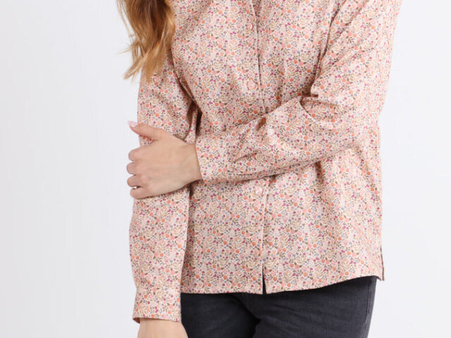 Maison Solfin - Chemisier femme coton orange à fleurs – 48