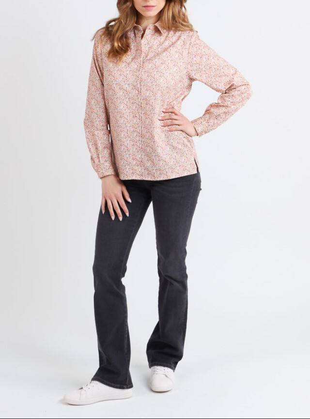 Maison Solfin - Chemisier femme coton orange à fleurs – 48