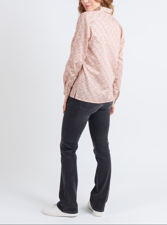 Maison Solfin - Chemisier femme coton orange à fleurs – 48