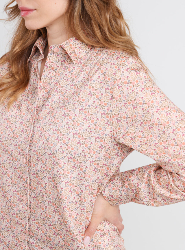 Maison Solfin - Chemisier femme coton orange à fleurs – 48