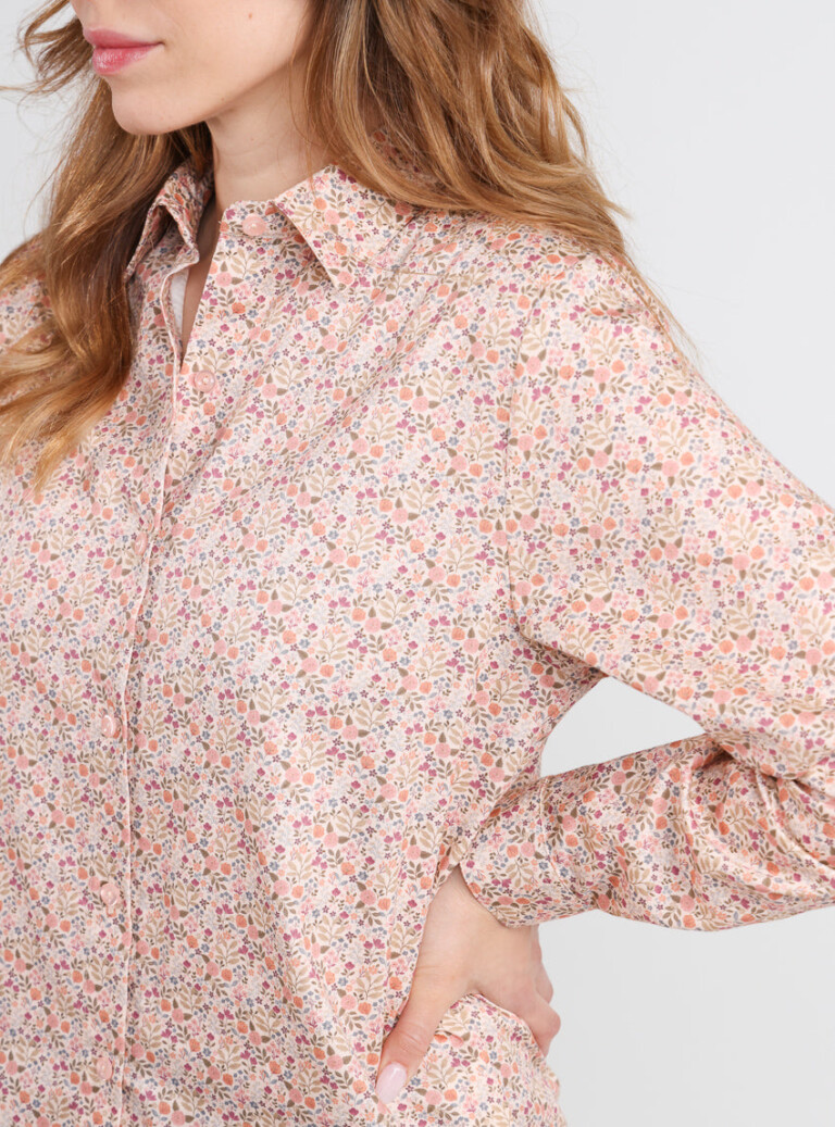Maison Solfin - Chemisier femme coton orange à fleurs – 48