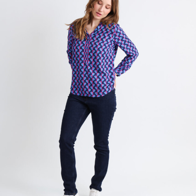 Maison Solfin - Blouse femme en viscose chaude bleu – 48