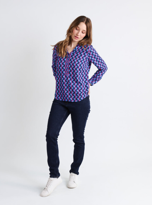 Maison Solfin - Blouse femme en viscose chaude bleu – 48