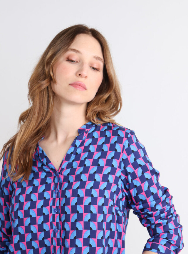 Maison Solfin - Blouse femme en viscose chaude bleu – 48
