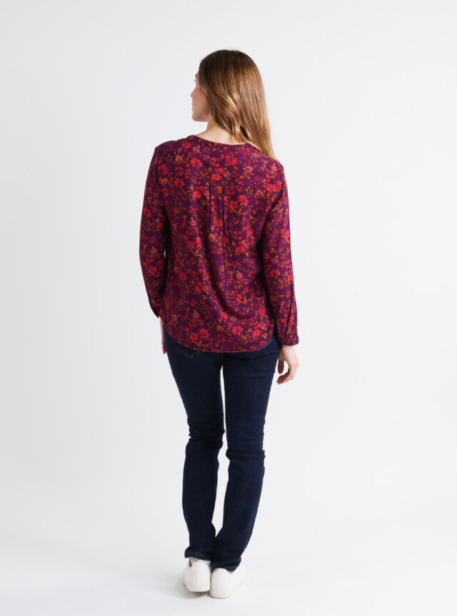Maison Solfin - Blouse femme en viscose chaude floral violine – 52