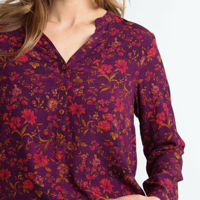 Maison Solfin - Blouse femme en viscose chaude floral violine – 52