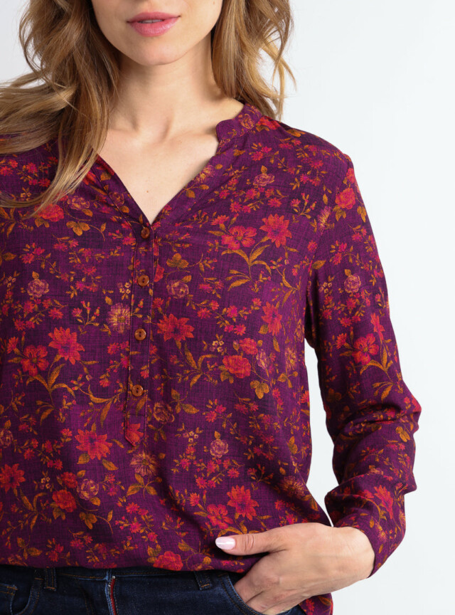 Maison Solfin - Blouse femme en viscose chaude floral violine – 52