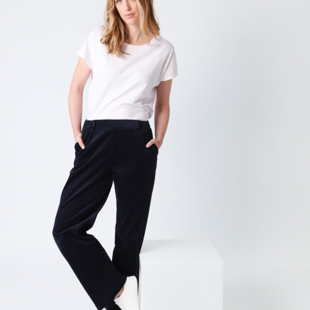 Maison-solfin - Pantalon large femme bleu marine – 48