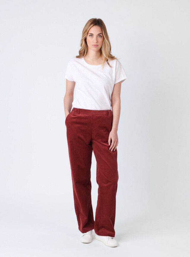 Pantalon large femme rouge brun par la marque MAISON SOLFIN MAISON SOLFIN - Pantalon large femme rouge brun