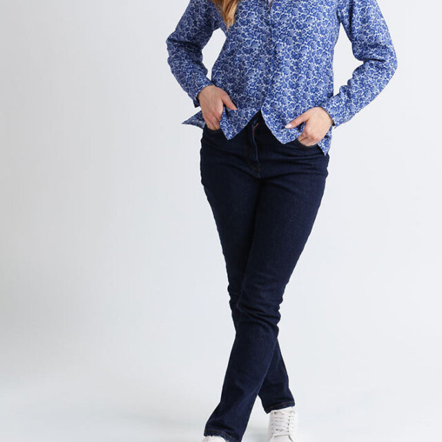 Maison Solfin - Chemisier femme coton fleurs bleues – 52