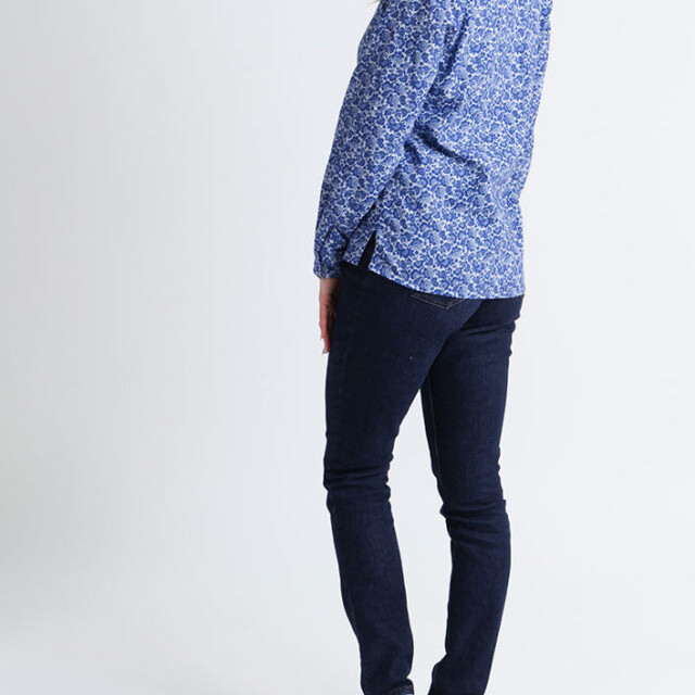 Maison Solfin - Chemisier femme coton fleurs bleues – 52