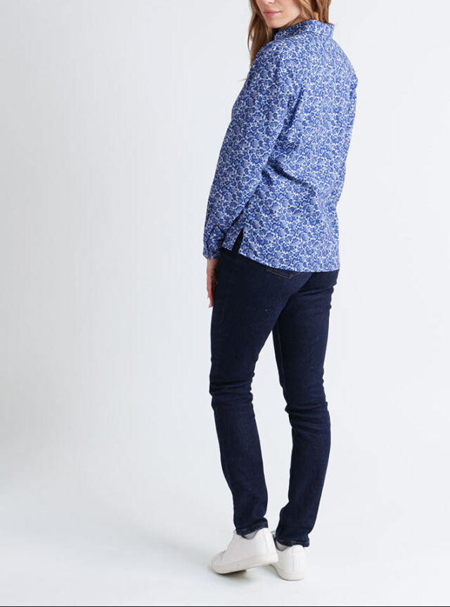 Maison Solfin - Chemisier femme coton fleurs bleues – 52