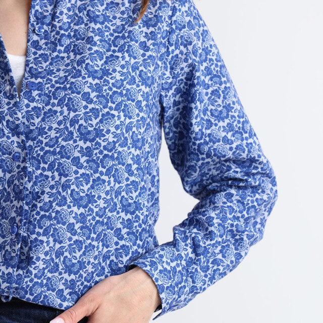 Maison Solfin - Chemisier femme coton fleurs bleues – 52