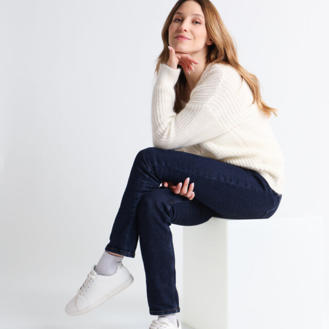 Maison Solfin - Pull femme maille perlée blanc naturel – 4
