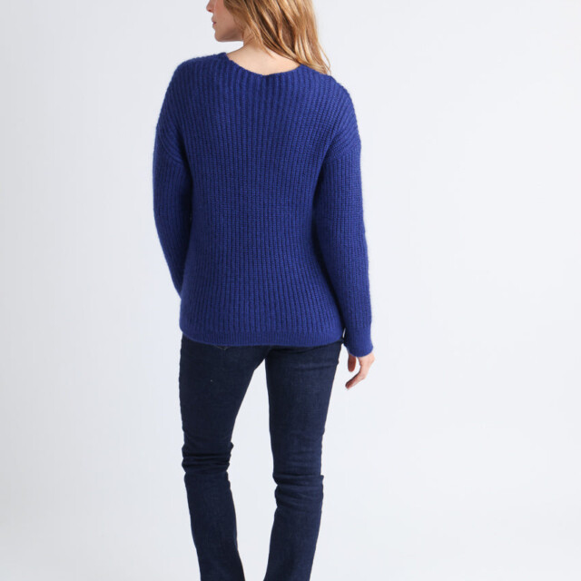 Maison Solfin - Pull femme maille perlée bleu indigo – 3