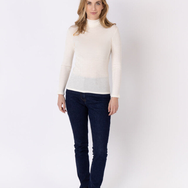 Maison Solfin - Pull chaussette femme col montant blanc – 5