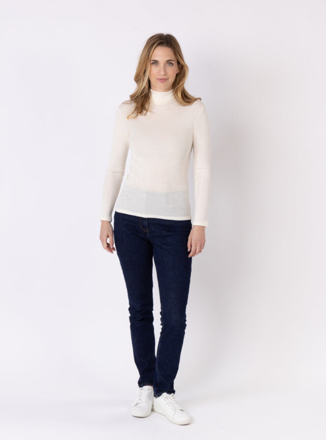 Maison Solfin - Pull chaussette femme col montant blanc – 5
