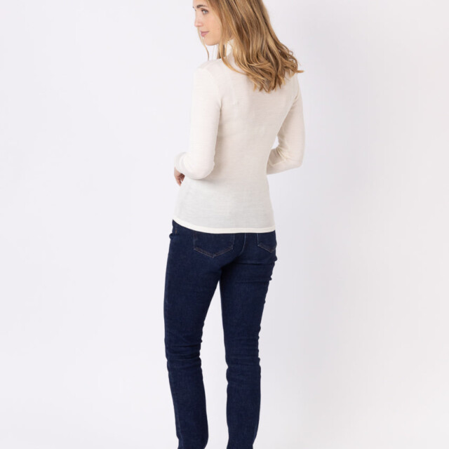 Maison Solfin - Pull chaussette femme col montant blanc – 5
