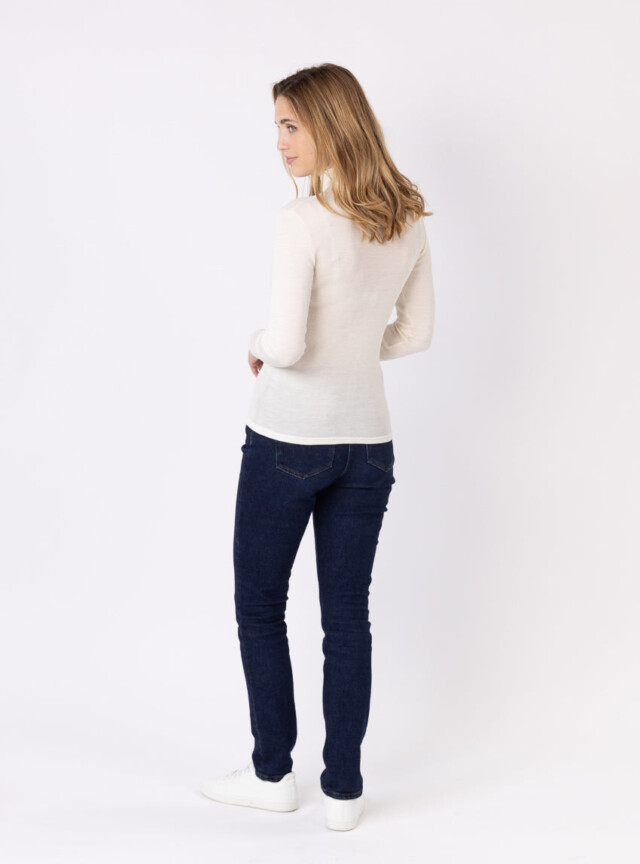 Maison Solfin - Pull chaussette femme col montant blanc – 5