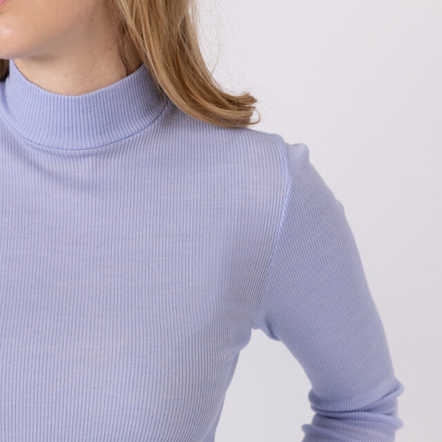 Maison Solfin - Pull chaussette femme col montant bleu ciel – 5
