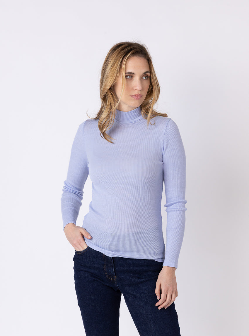 7650 bleu ciel pull 1 Maison Solfin - Pull chaussette femme col montant bleu ciel – 5