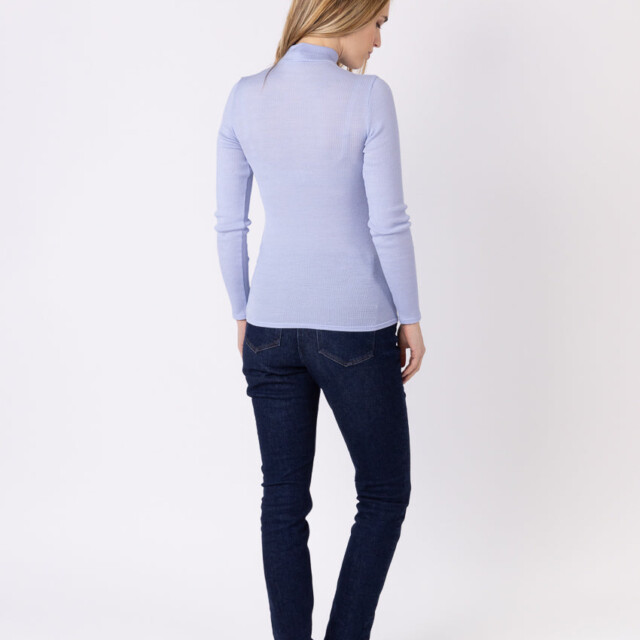 Maison Solfin - Pull chaussette femme col montant bleu ciel – 5