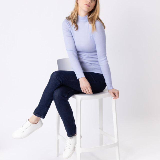 Maison Solfin - Pull chaussette femme col montant bleu ciel – 5