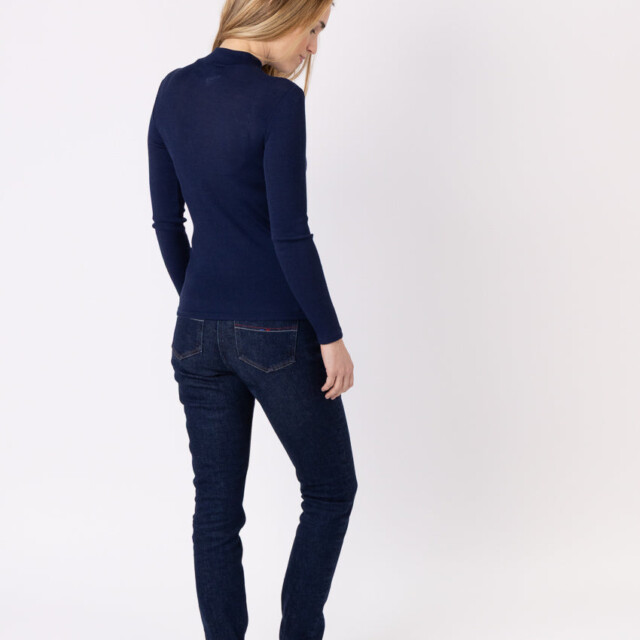Maison Solfin - Pull chaussette femme col montant bleu marine – 5