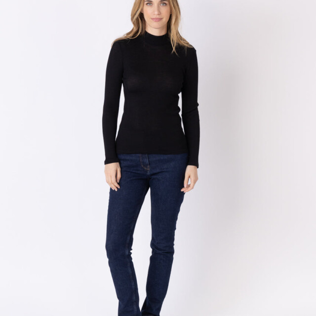 Maison Solfin - Pull chaussette femme col montant noir – 5