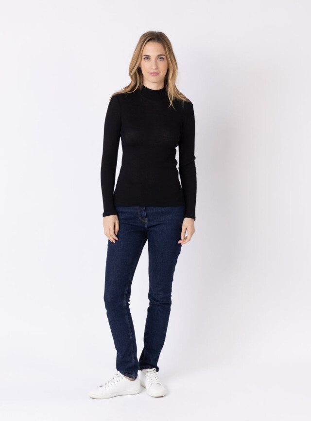 Maison Solfin - Pull chaussette femme col montant noir – 5