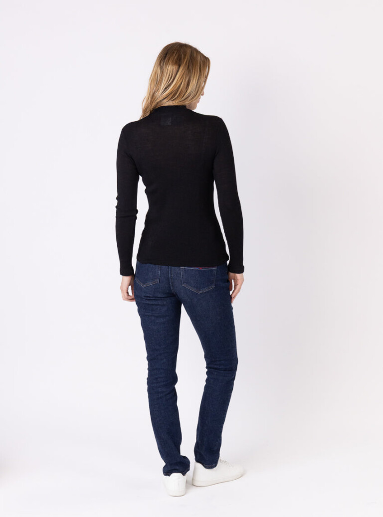 Maison Solfin - Pull chaussette femme col montant noir – 5