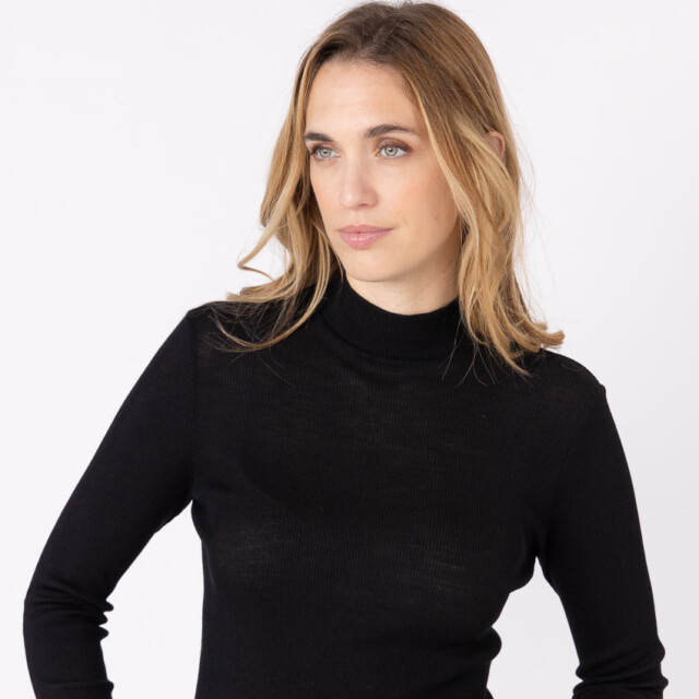 Maison Solfin - Pull chaussette femme col montant noir – 5