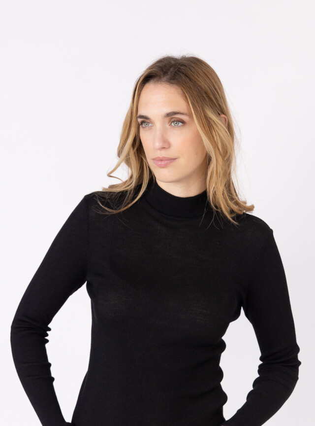 Maison Solfin - Pull chaussette femme col montant noir – 5