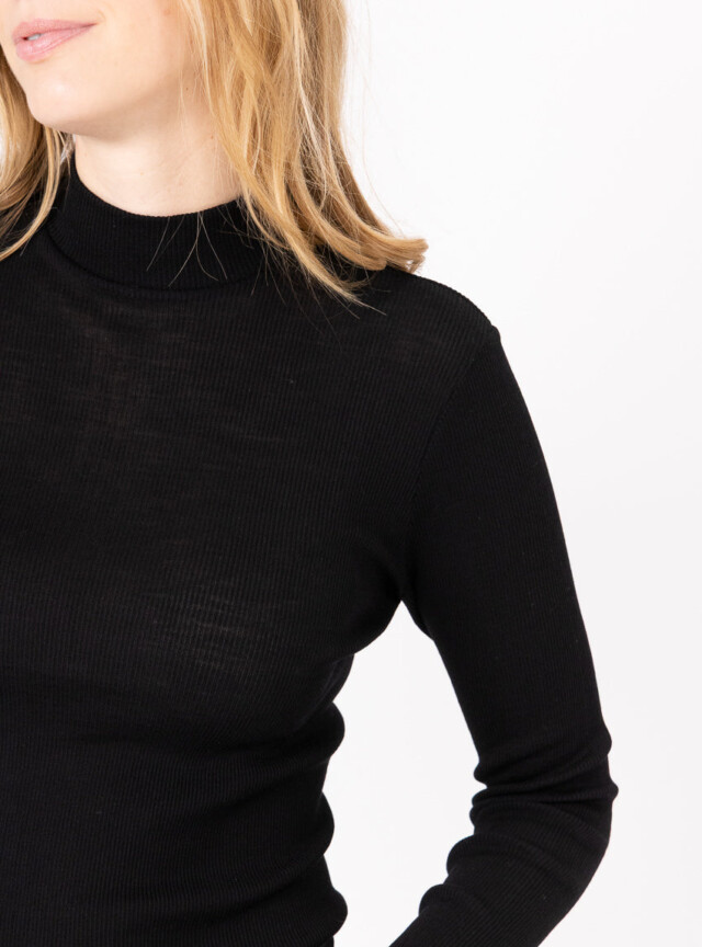 Maison Solfin - Pull chaussette femme col montant noir – 5