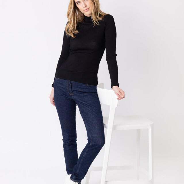 Maison Solfin - Pull chaussette femme col montant noir – 5