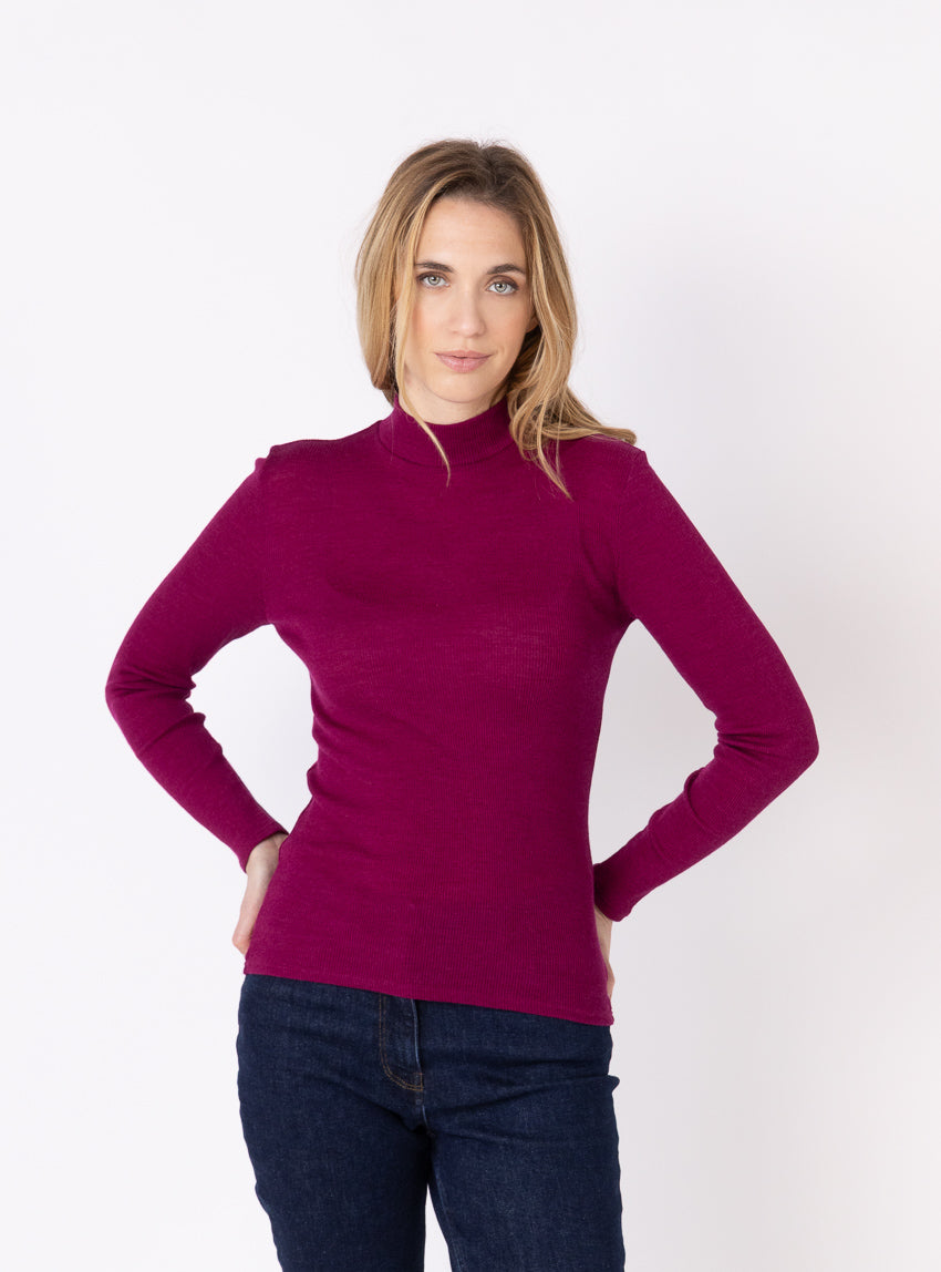 7650 violet amethyste pull 1 Maison Solfin - Pull chaussette femme col montant violet – 5