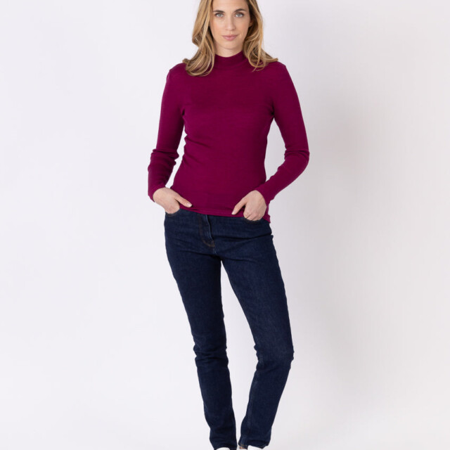 Maison Solfin - Pull chaussette femme col montant violet – 5