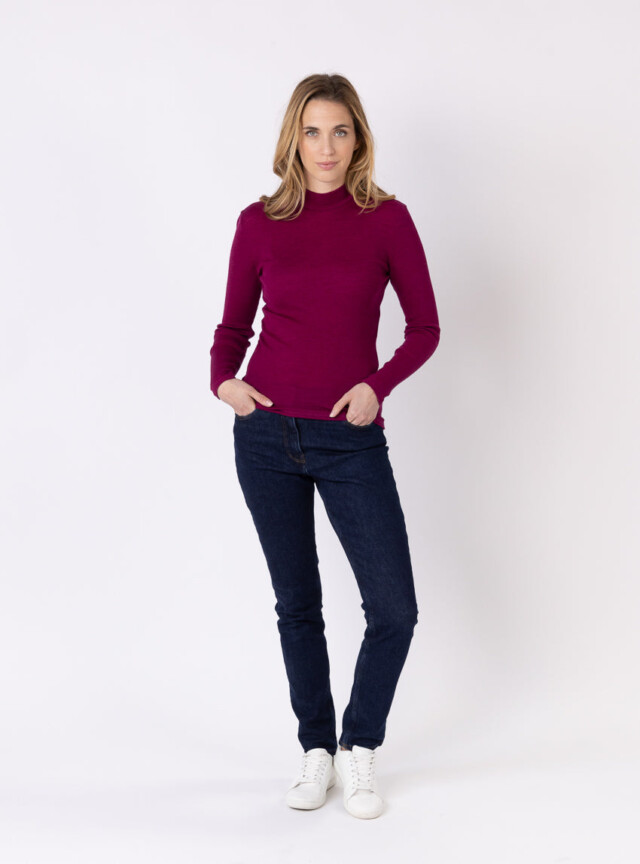 Maison Solfin - Pull chaussette femme col montant violet – 5