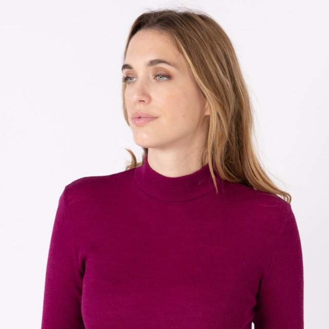 Maison Solfin - Pull chaussette femme col montant violet – 5