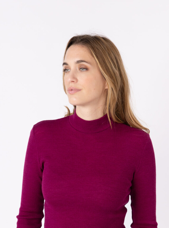Maison Solfin - Pull chaussette femme col montant violet – 5