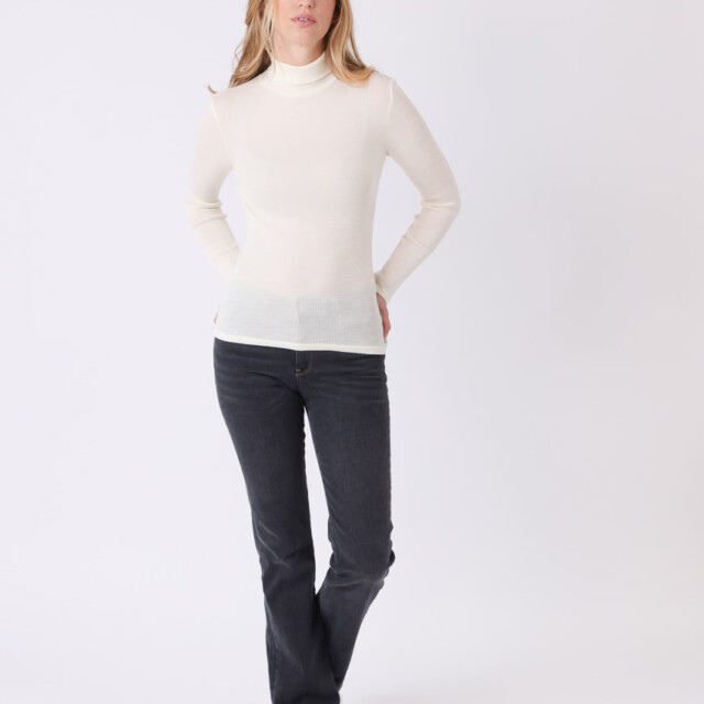 Maison Solfin - Pull chaussette col roulé laine et soie blanc – 5